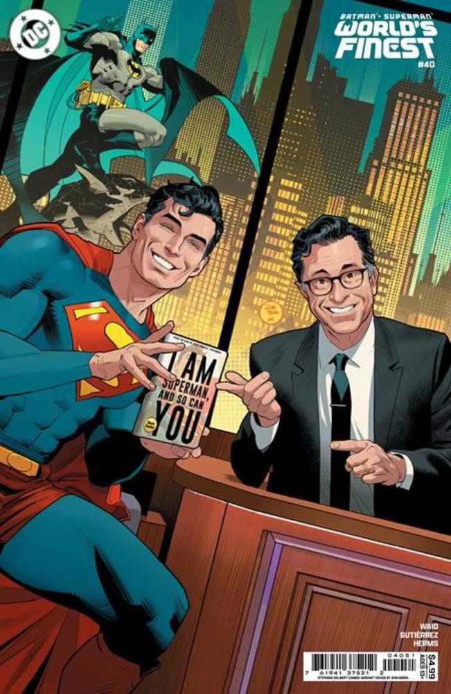 Batman Superman Worlds Finest #40 CVR D Dan Mora Stephen Colbert Celebrity Cameo Card Stock Variant 06/18/25