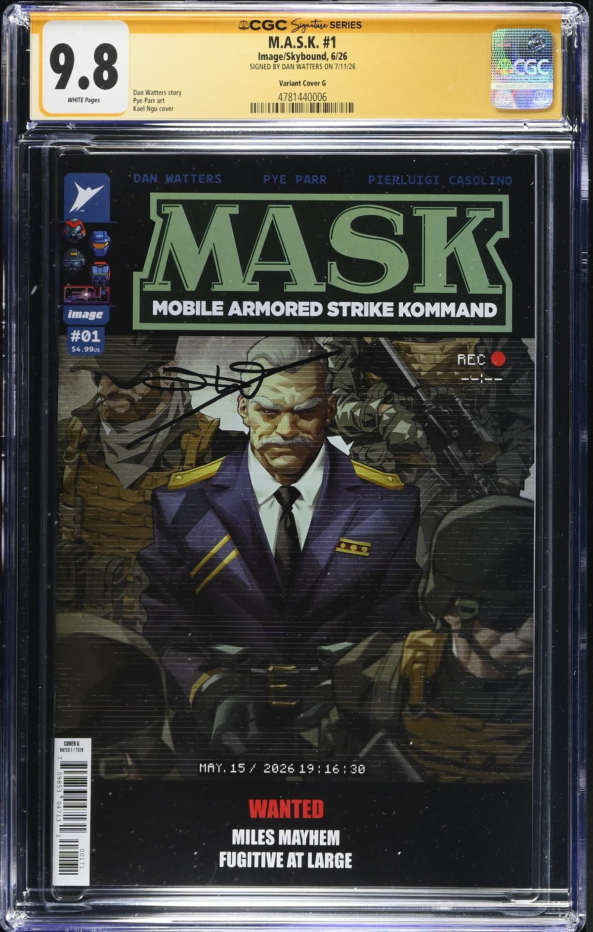 CGC 9.8 M.A.S.K. #1 Kael Ngu Variant SIGNED BY DAN WATTERS