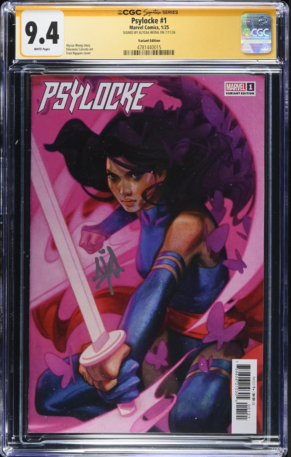CGC 9.4 Psylocke #1 Tran Nguyen Variant SIGNED by Alyssa Wong Writer