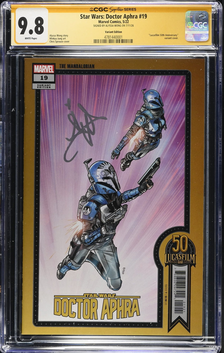 CGC 9.8 Star Wars Doctor Aphra #19 Chris Sprouse Variant SIGNED by Alyssa Wong Writer
