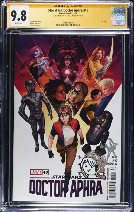 CGC 9.8 Star Wars Doctor Aphra #40 Betsy Cola Variant SIGNED & SKETCH by Alyssa Wong Writer
