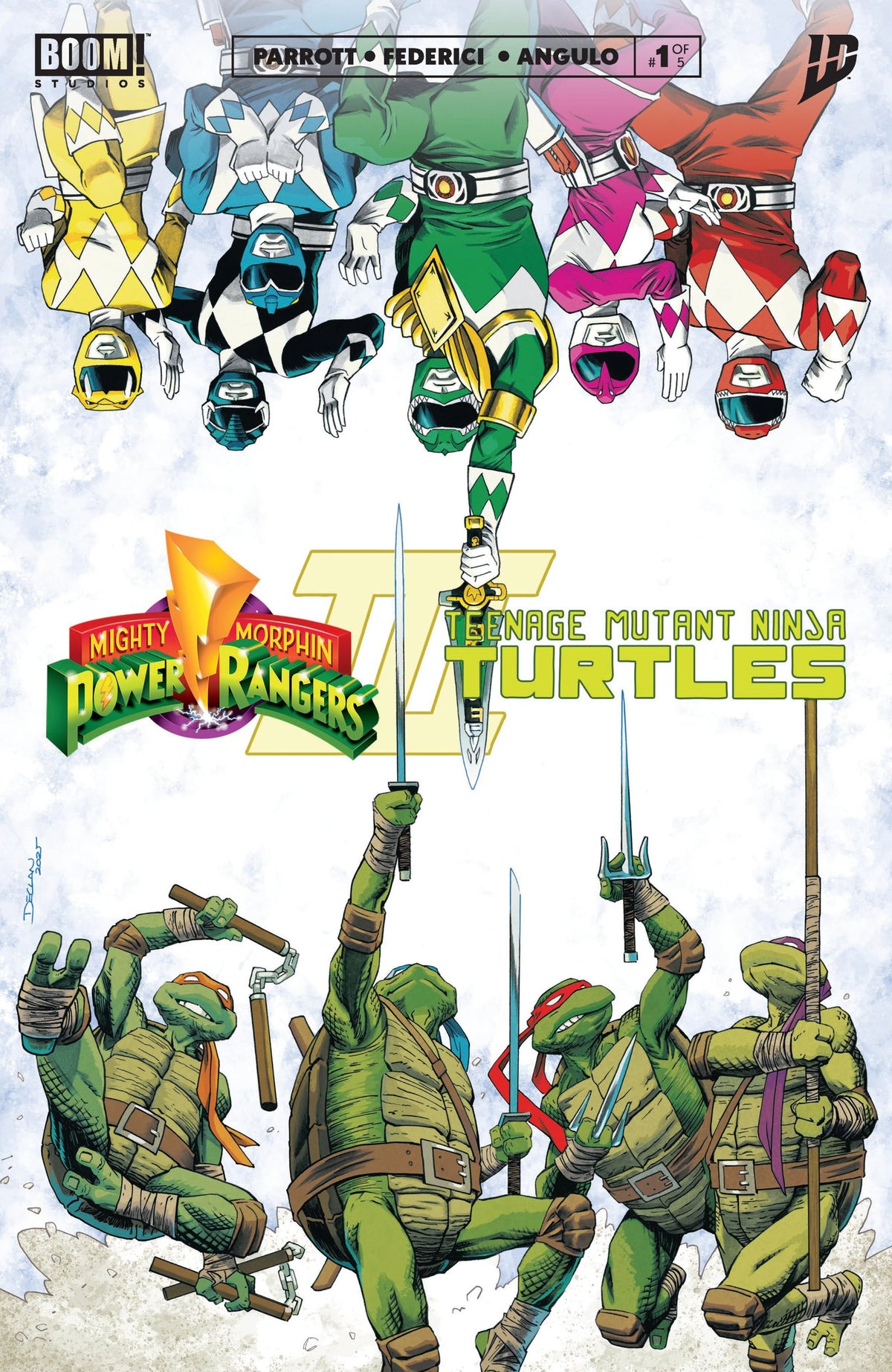 Mighty Morphin Power Rangers/ Teenage Mutant Ninja Turtles III #1 N FOC Reveal Variant Dressed Shalvey 08/13/25