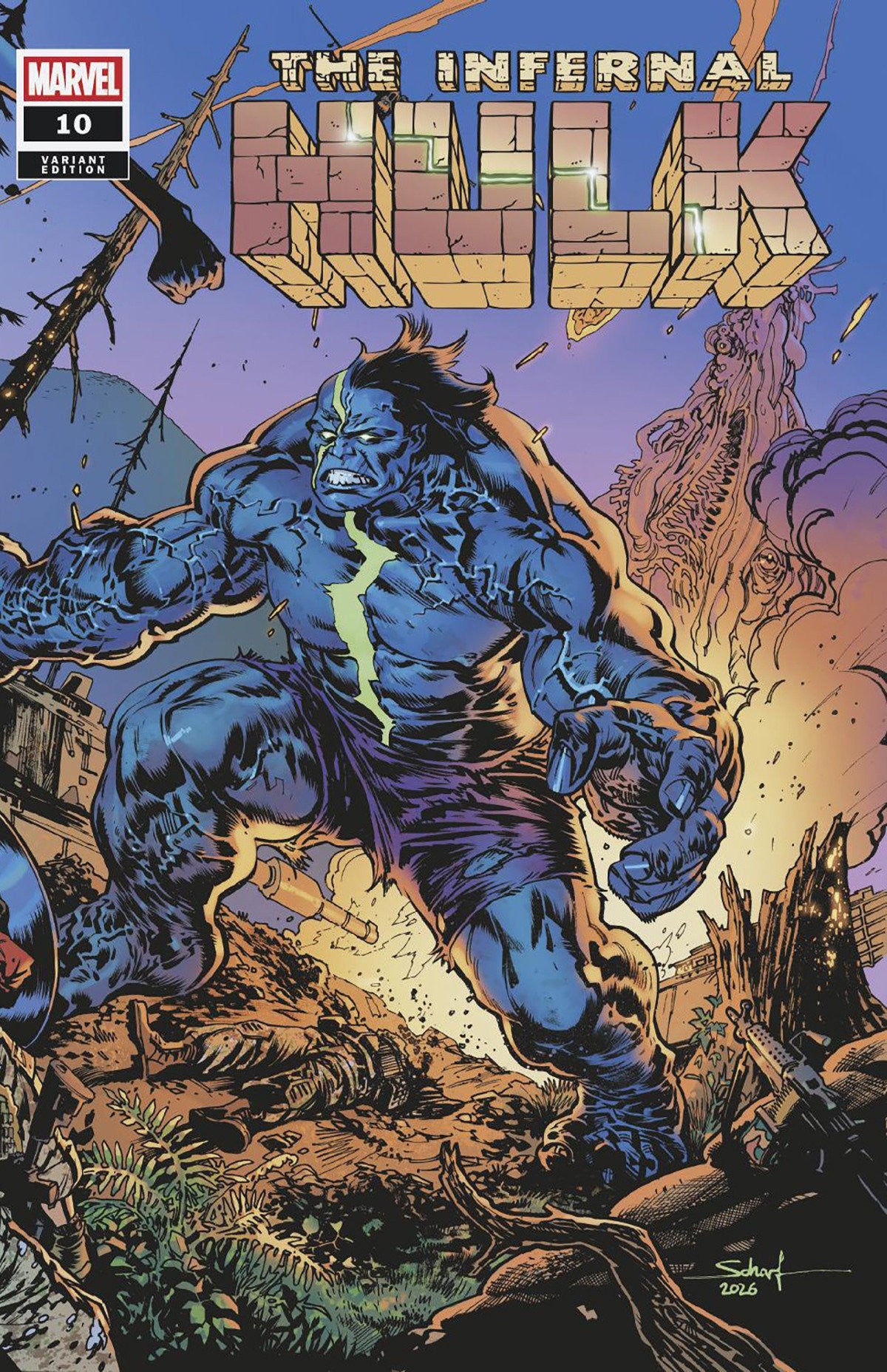 INFERNAL HULK #10 JONAS SCHARF WRAPAROUND BATTLE VAR CVR E