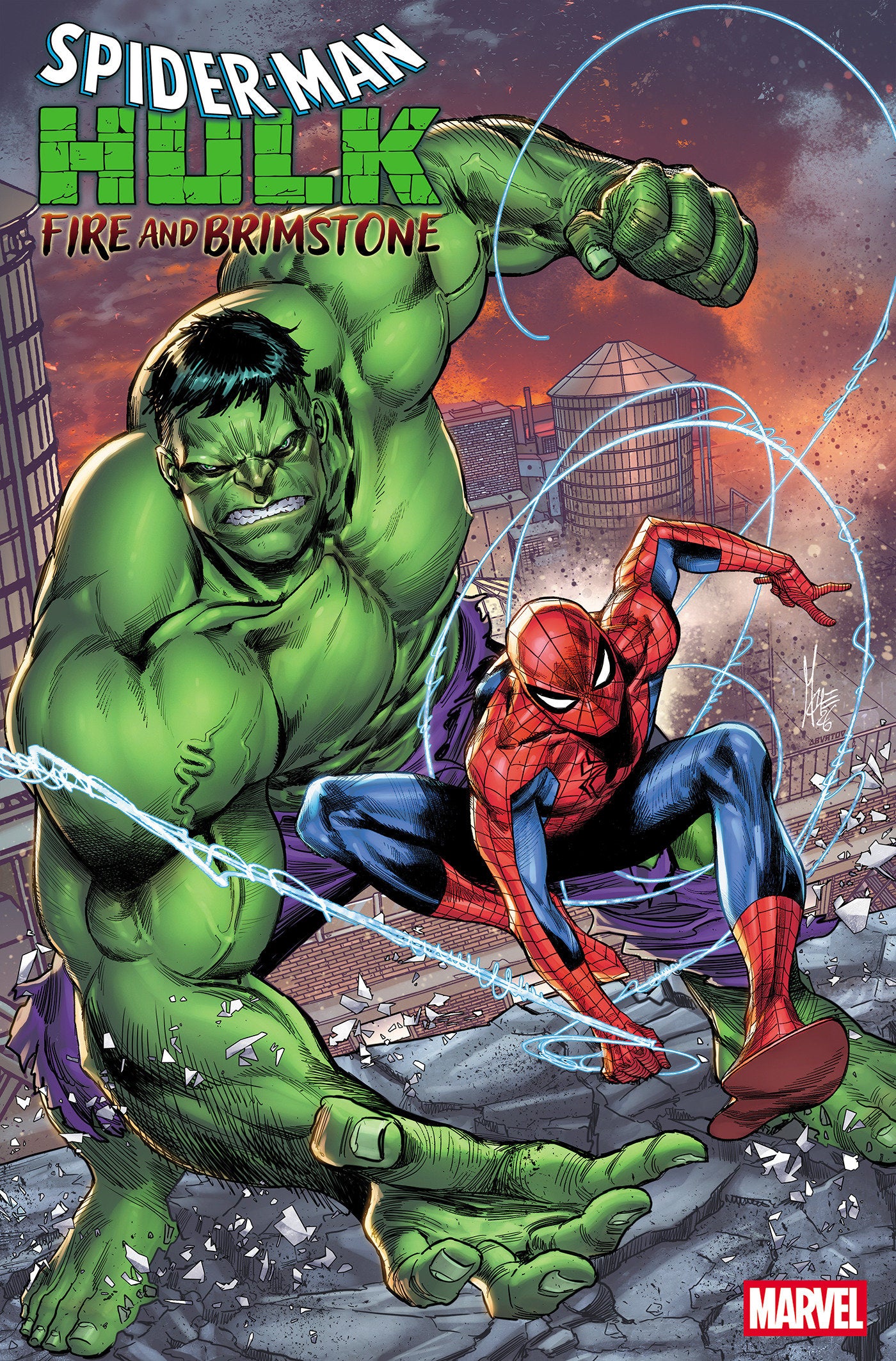 SPIDER-MAN HULK FIRE AND BRIMSTONE #1 MARCO CHECCHETTO FOIL VAR CVR B