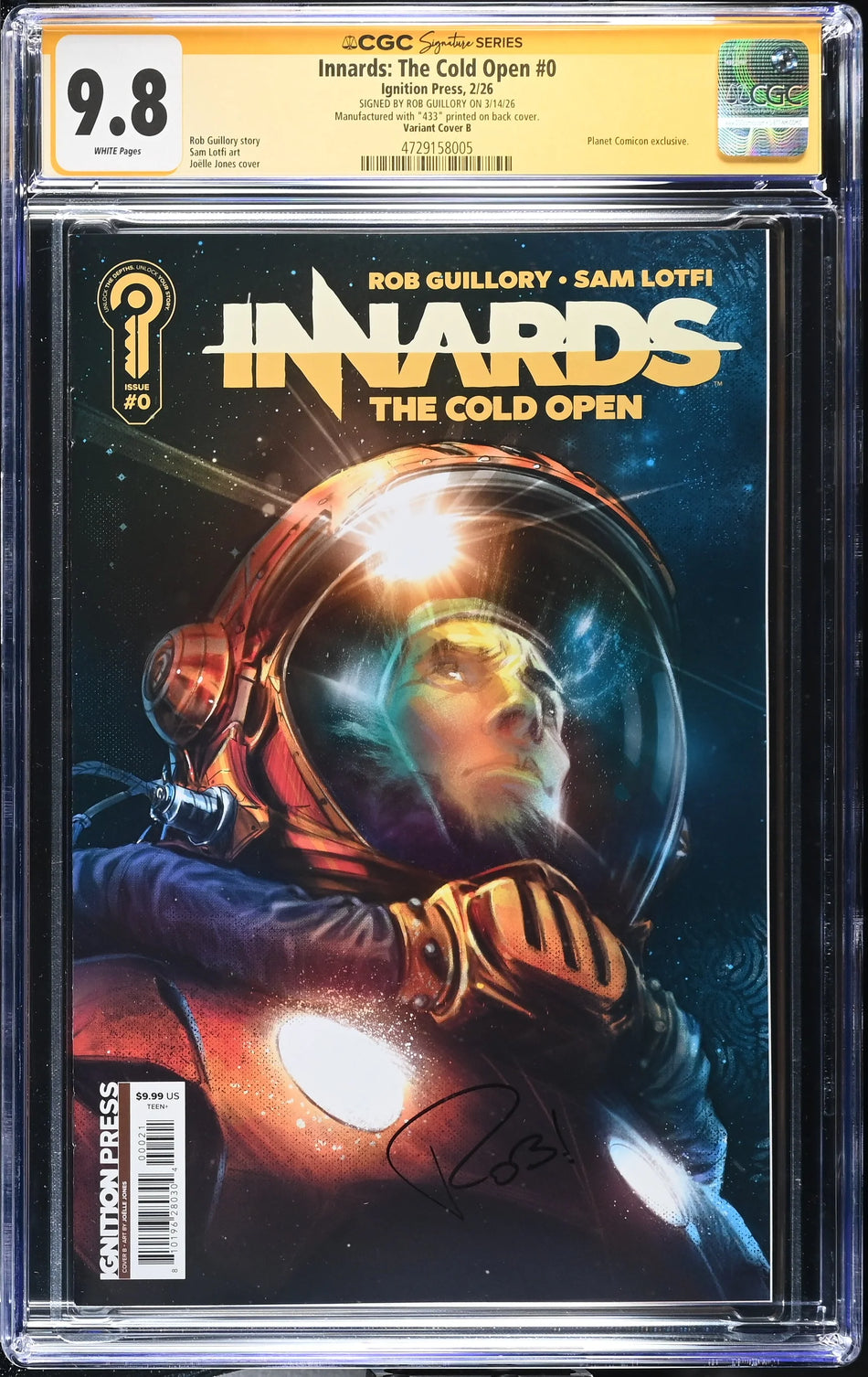 CGC 9.8 Innards #0 Planet Comicon Joelle Jones Exclusive Cover CGC Signature Series witnessed the Rob Guillory signing on 3/14/26 - CGC 9.8 #: 4729158005