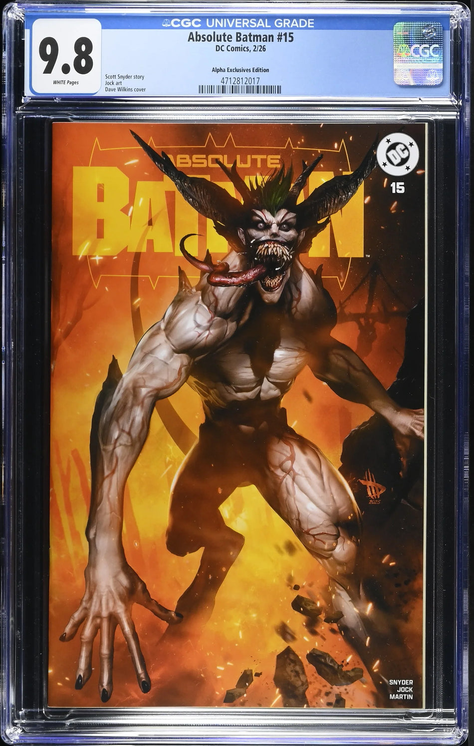 CGC 9.8 Absolute Batman #15 Dave Wilkins Variant