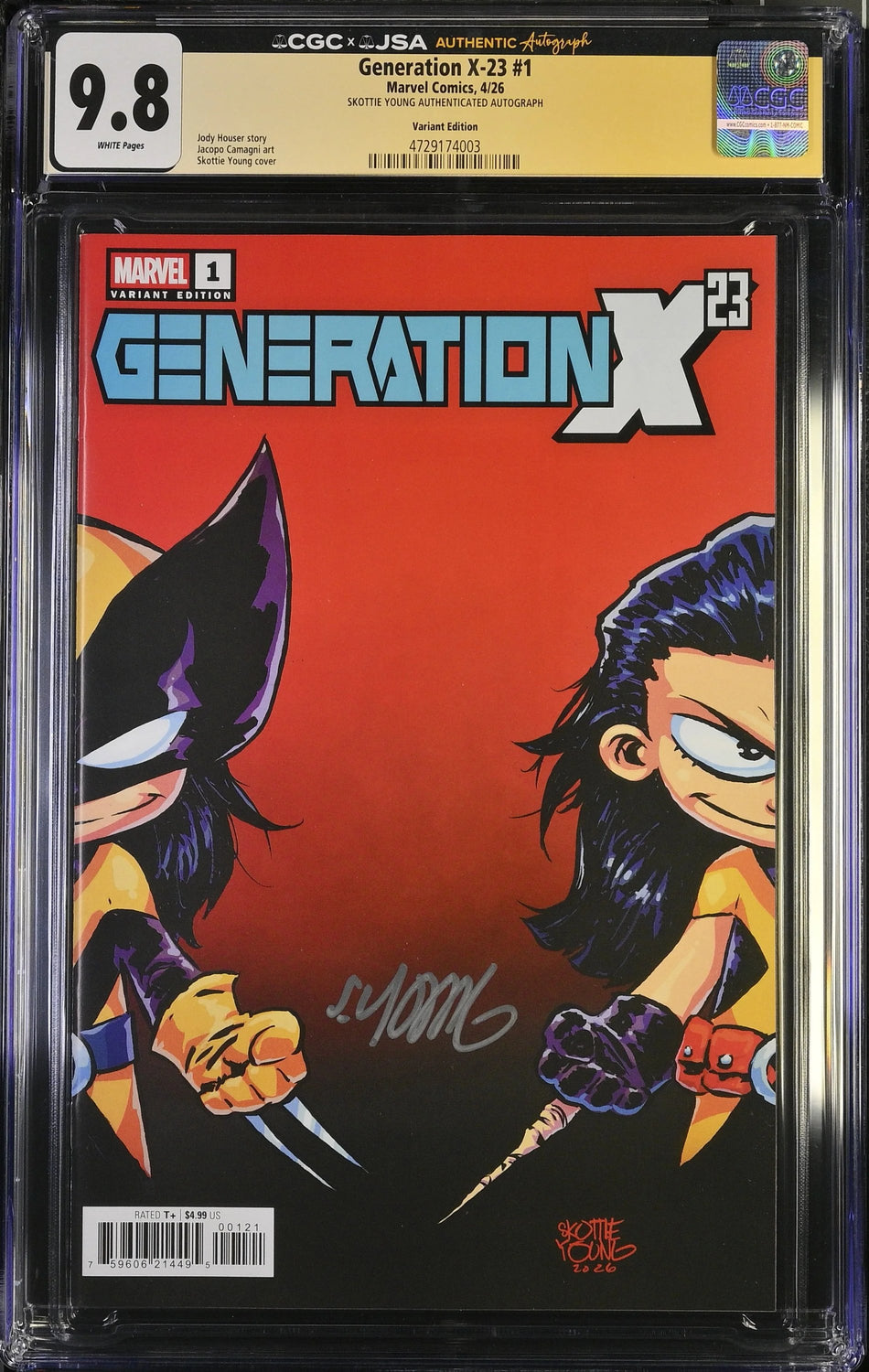 CGC 9.8 Generation X 23 #1 Skottie Young Variant SIGNED BY SKOTTIE YOUNG