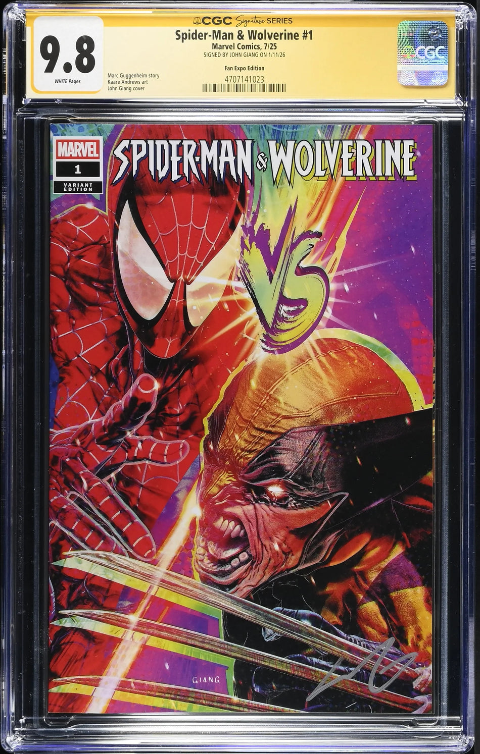 CGC 9.8 Spider-Man & Wolverine #1 Fan Expo John Giang Variant SIGNED by John Giang on 01/11/2026