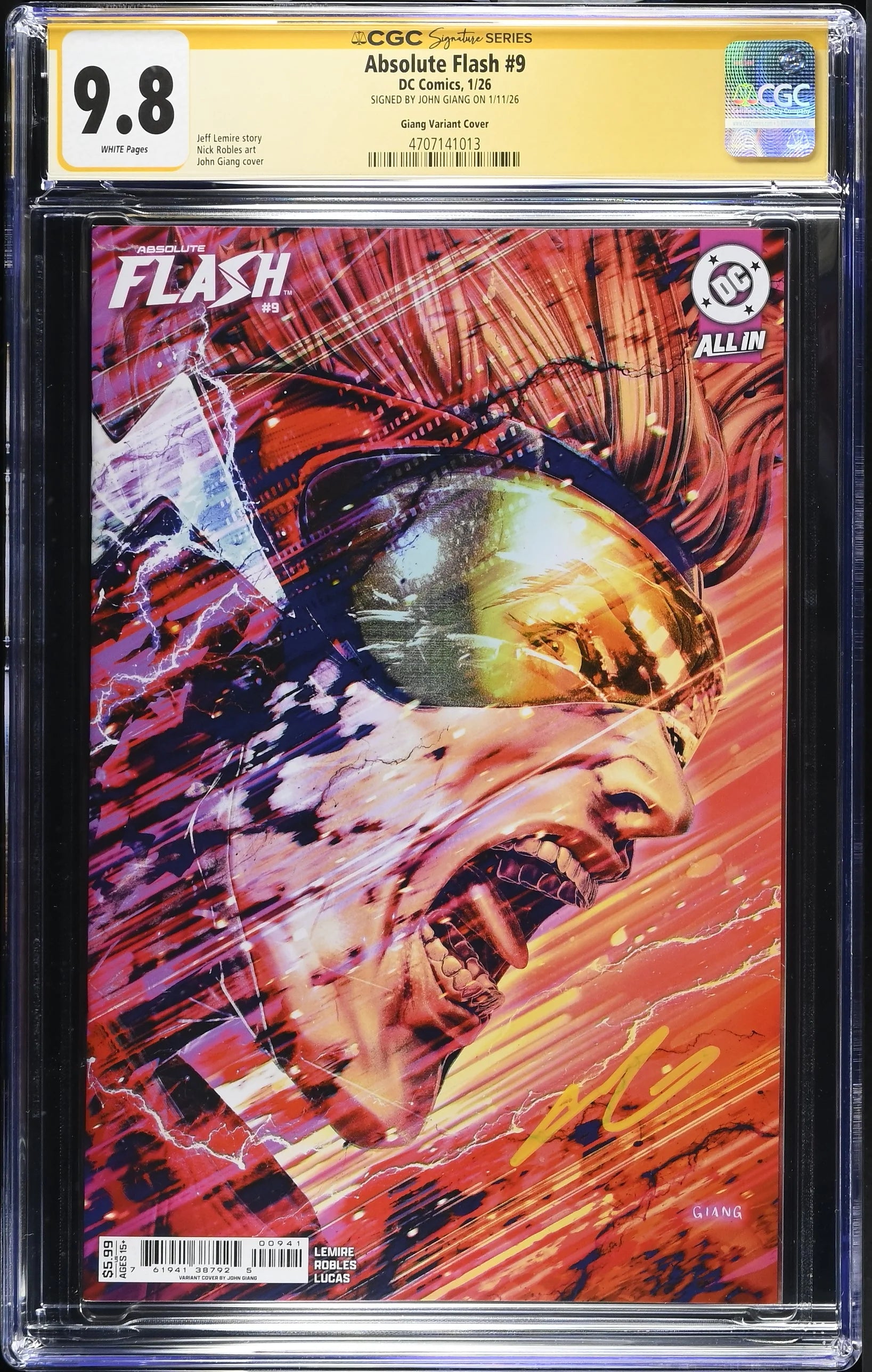CGC 9.8 Absolute Flash #9 John Giang Card Stock Variant SIGNED by John Giang on 01/11/2026
