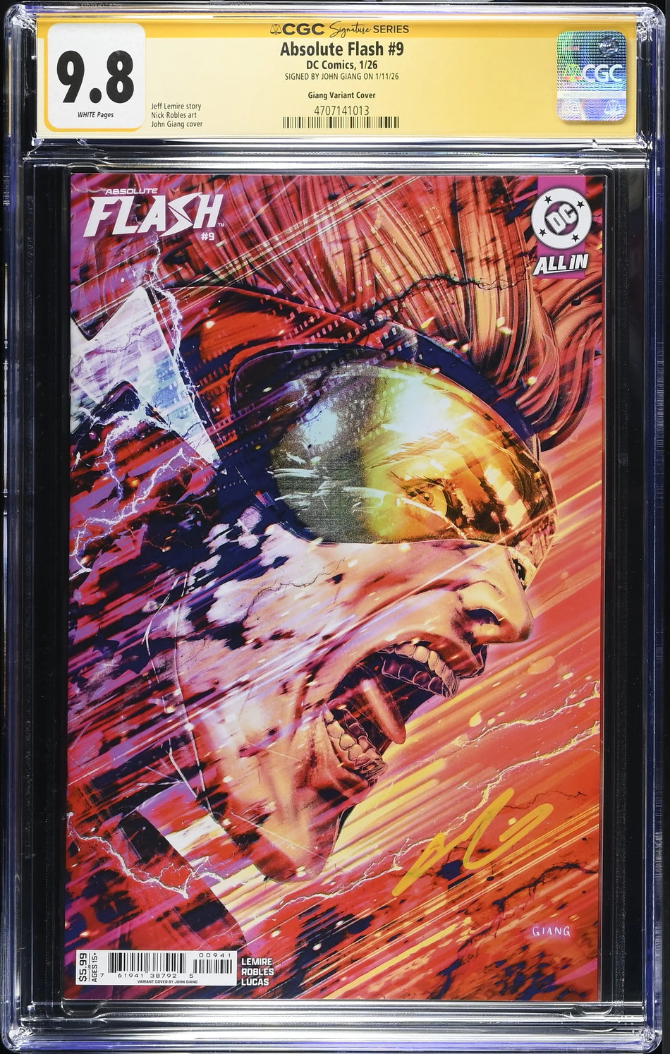 CGC 9.8 Absolute Flash #9 John Giang Card Stock Variant SIGNED by John Giang on 01/11/2026
