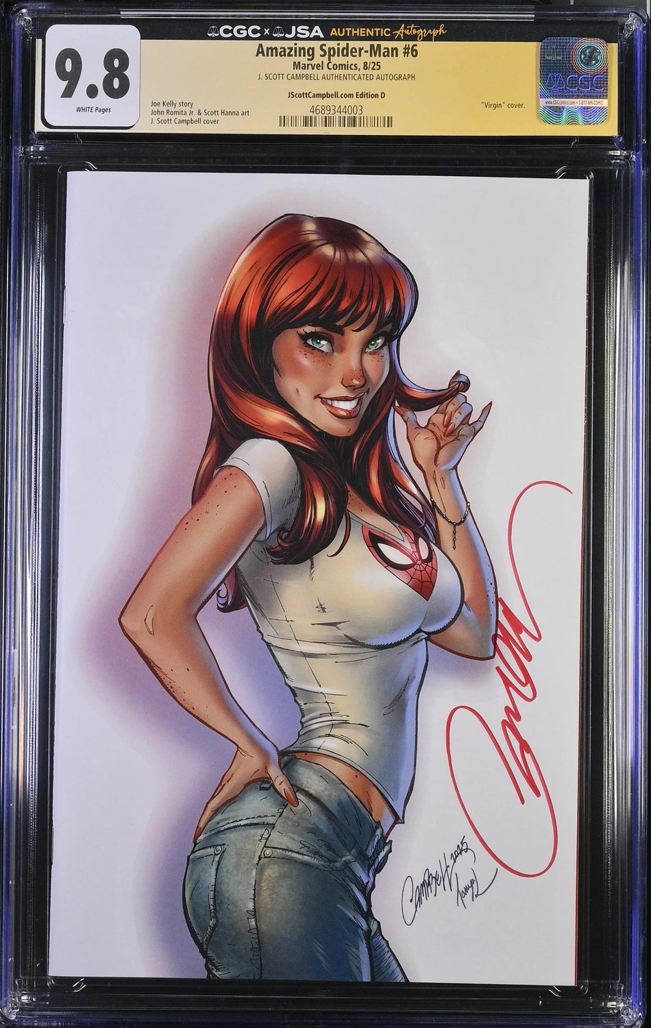 CGC 9.8 Amazing Spider-Man #6 Cover D J Scott Campbell JSC Artist EXCLUSIVE Cover D "MJ" Virgin LTD 1,000 SIGNED