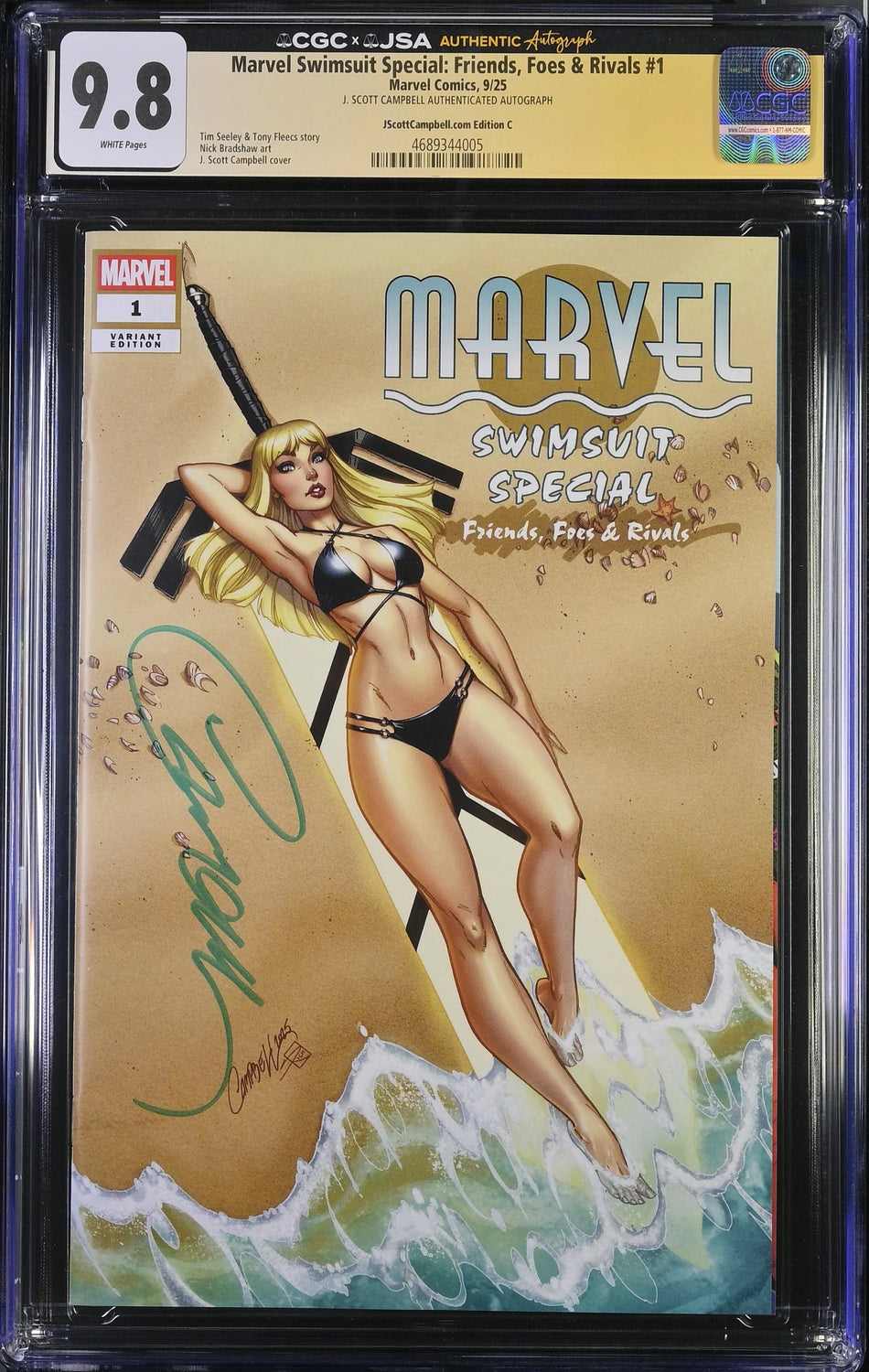 CGC 9.8 Marvel Swimsuit Special: Friends, Foes & Rivals #1 J. Scott Campbell Exclusive Cover C Magik SIGNED