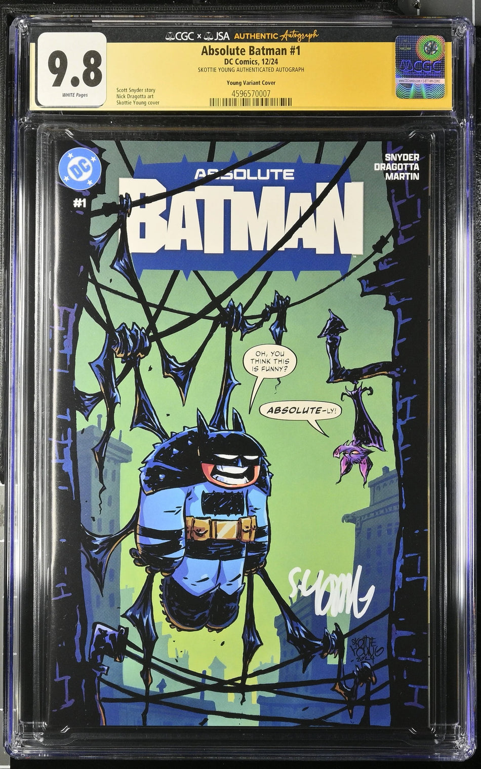 CGC JSA 9.8 Absolute Batman #1 Skottie Young Exclusive Variant LTD 2,500 Copies SIGNED BY SKOTTIE YOUNG