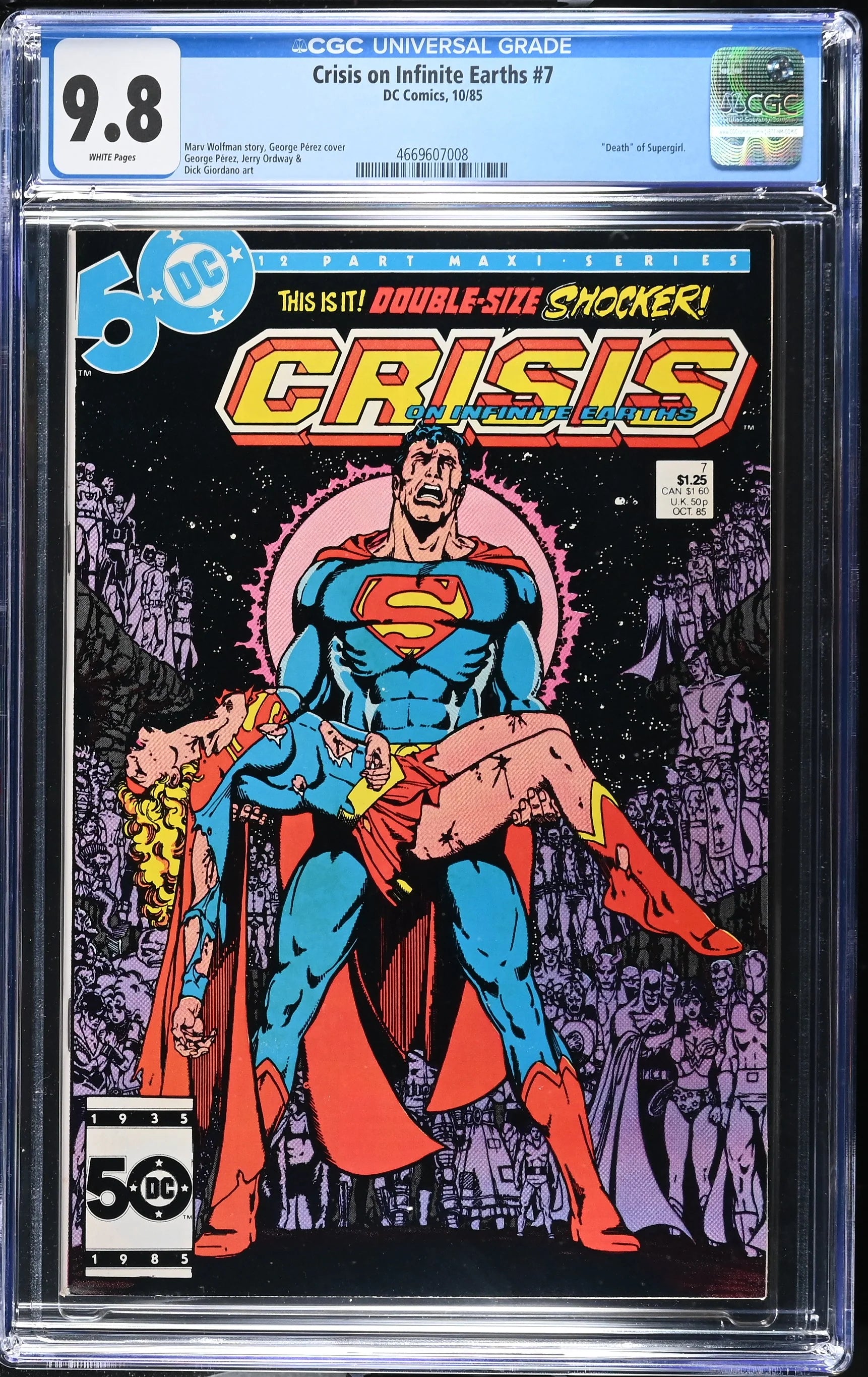 CGC 9.8 Crisis on Infinite Earths #7 "Death" of Supergirl