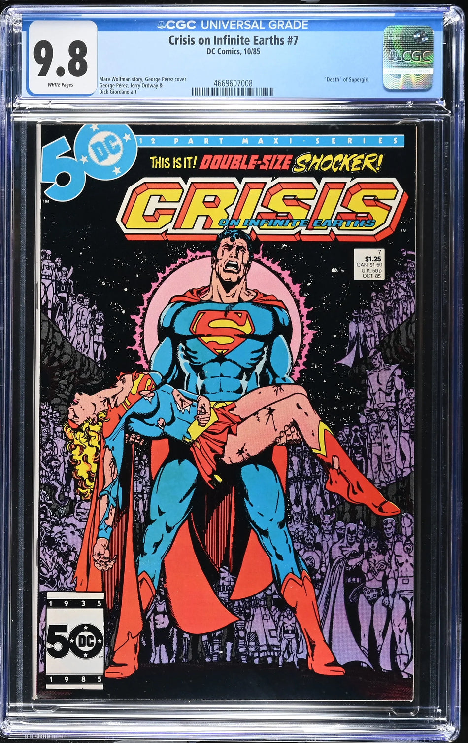 CGC 9.8 Crisis on Infinite Earths #7 "Death" of Supergirl