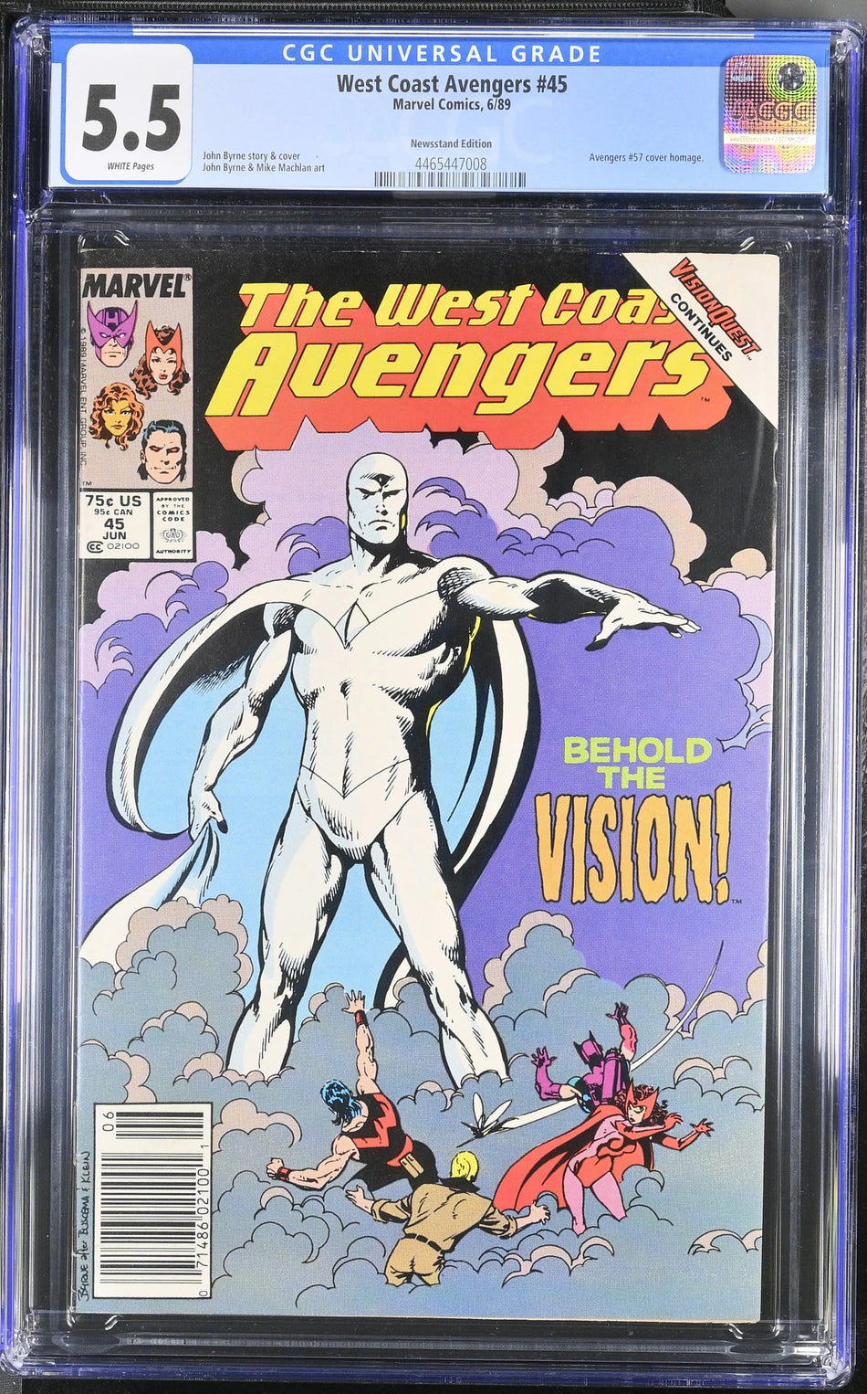 CGC 5.5 West Coast Avengers #45 Avengers #57 cover homage Newsstand