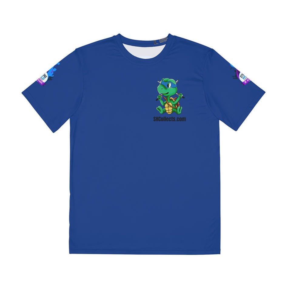 Baby Turtle Blue Front, Stronghold Logo Back Men's Polyester Tee (AOP)