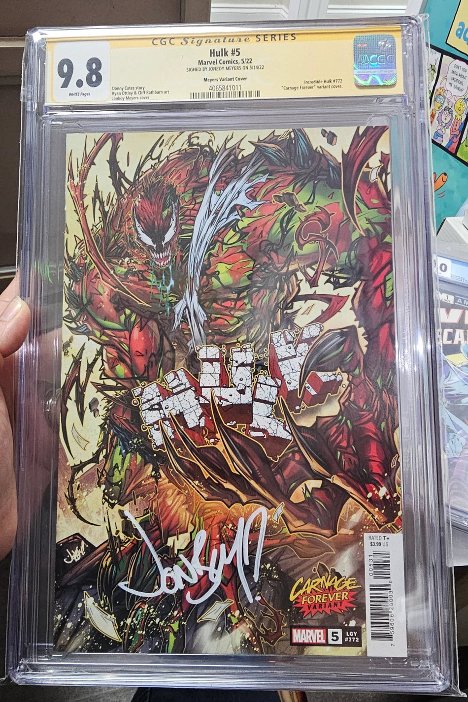 Hulk #5 Meyers Carnage Forever Variant Incredible SIGNED BY JONBOY MEYERS Hulk #772 "Carnage Forever" variant cover