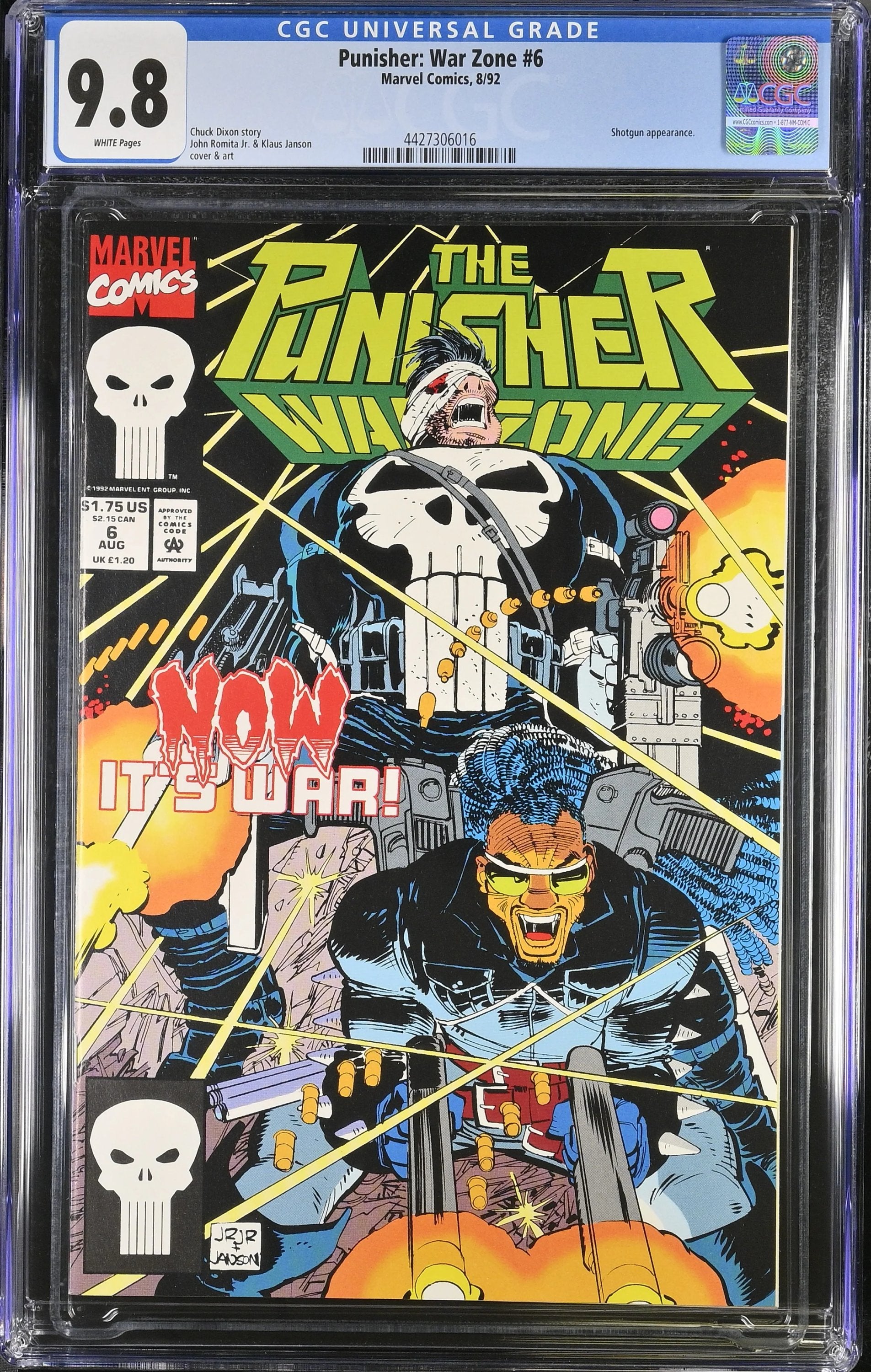 CGC 9.8 Punisher War Zone #6 1992 Shotgun Appearance