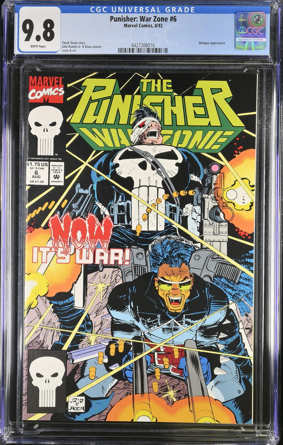 CGC 9.8 Punisher War Zone #6 1992 Shotgun Appearance