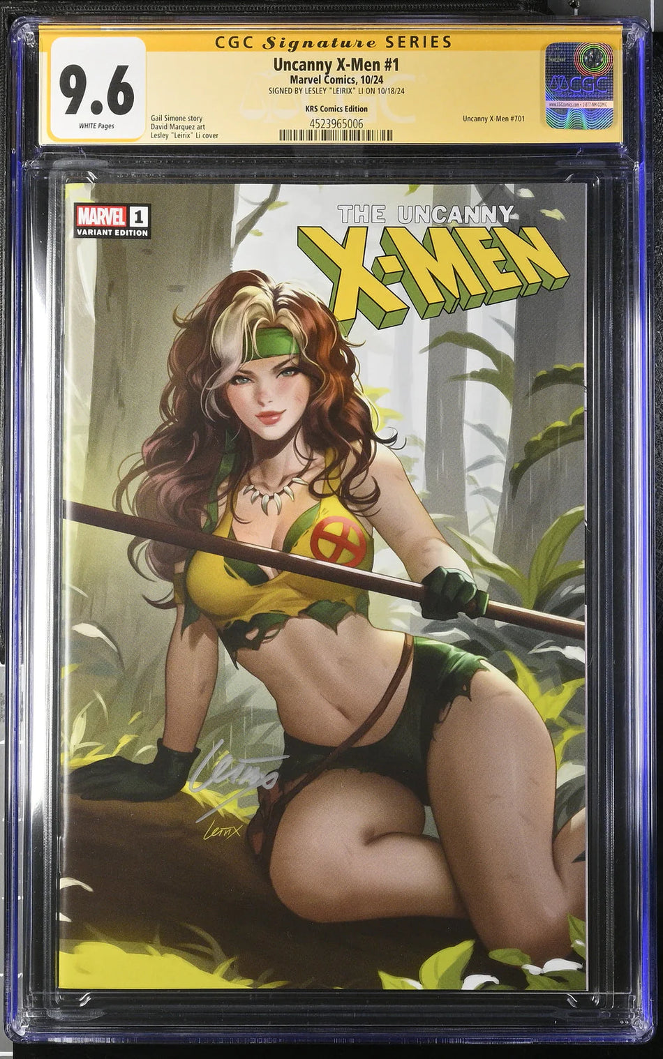 CGC 9.6 UNCANNY X-MEN #1 VARIANT SIGNED BY LEIRIX LTD 800 with numbered COA