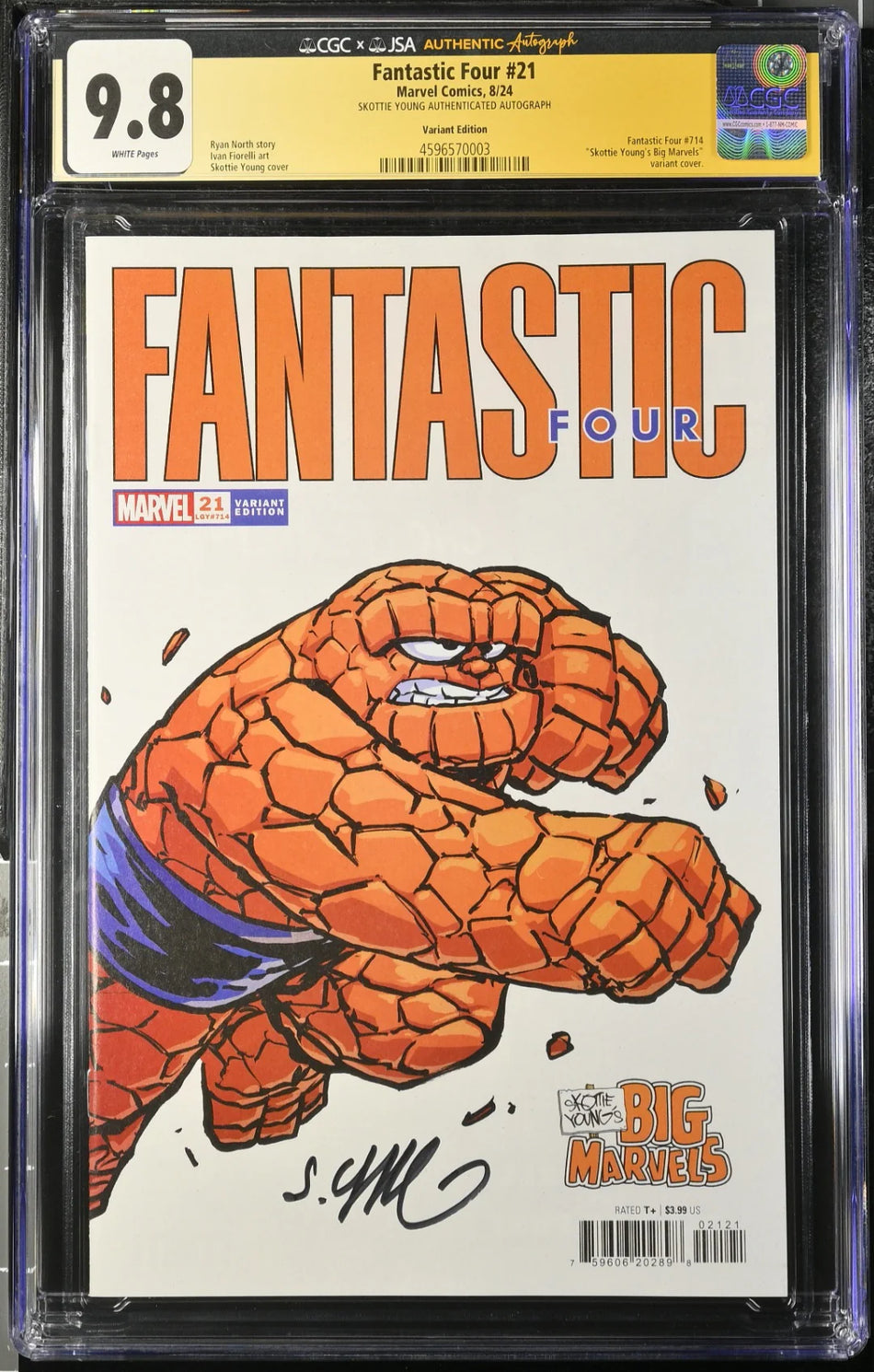 CGC 9.8 Fantastic Four #21 JSA Authenticated SIGNED Skottie Young's Big Marvel Variant