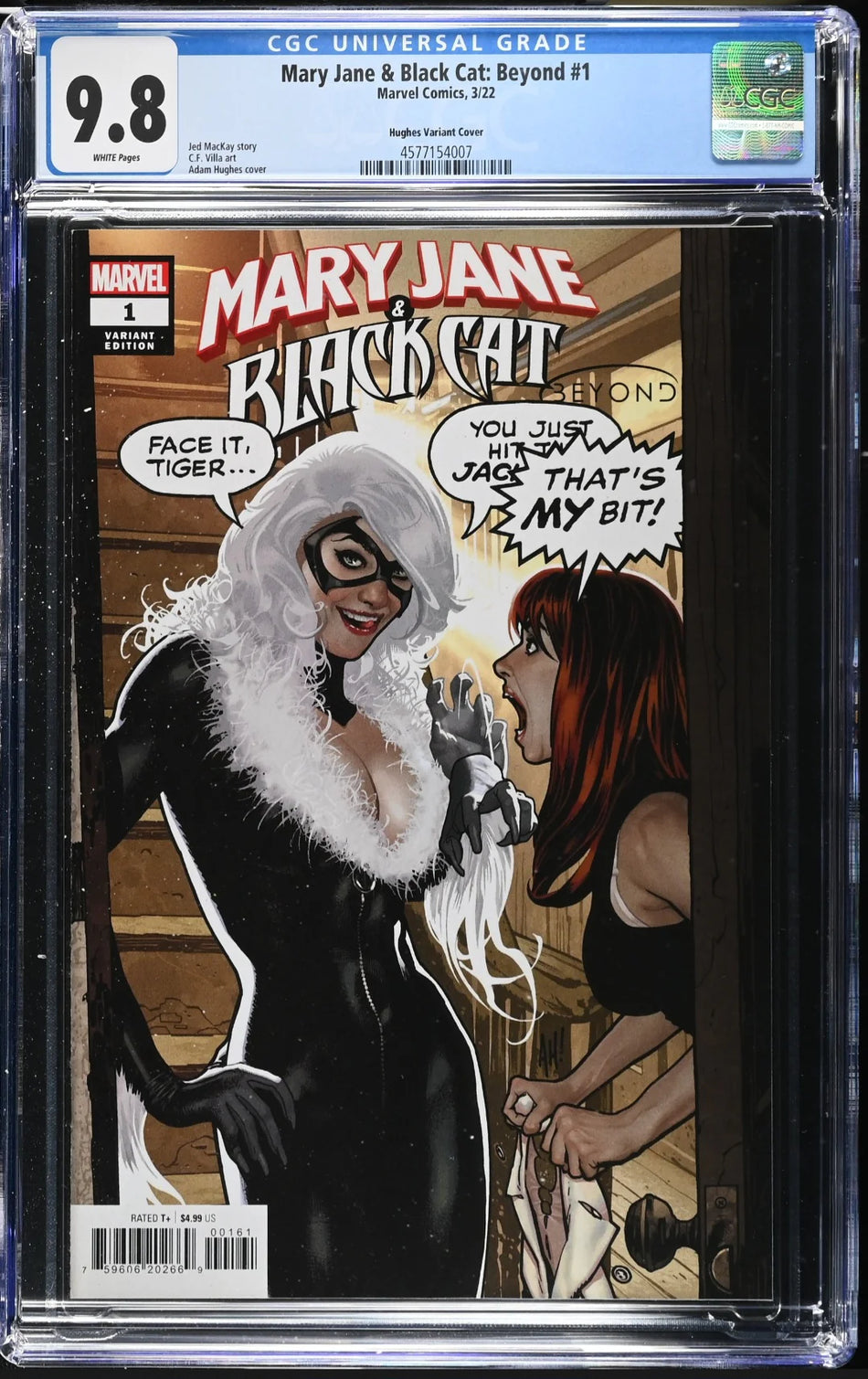 CGC 9.8 Mary Jane & Black Cat: Beyond #1 Adam Hughes 1:50 Ratio Variant - CGC # 4577154007
