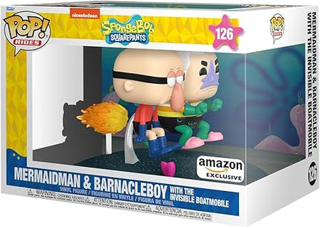 Funko POP Rides Deluxe Spongebob Squarepants - Mermaid Man & Barnacle Boy with Invisible Car