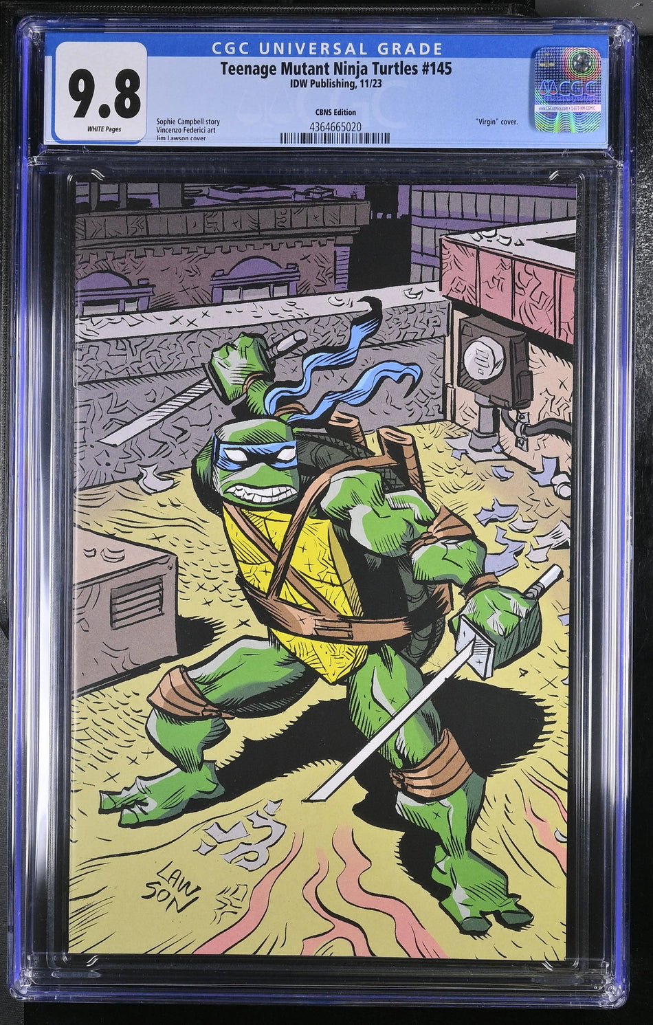 CGC 9.8 Teenage Mutant Ninja Turtles TMNT #145 Virgin Jim Lawson Exclusive 3 of 6 [Limited to 777]