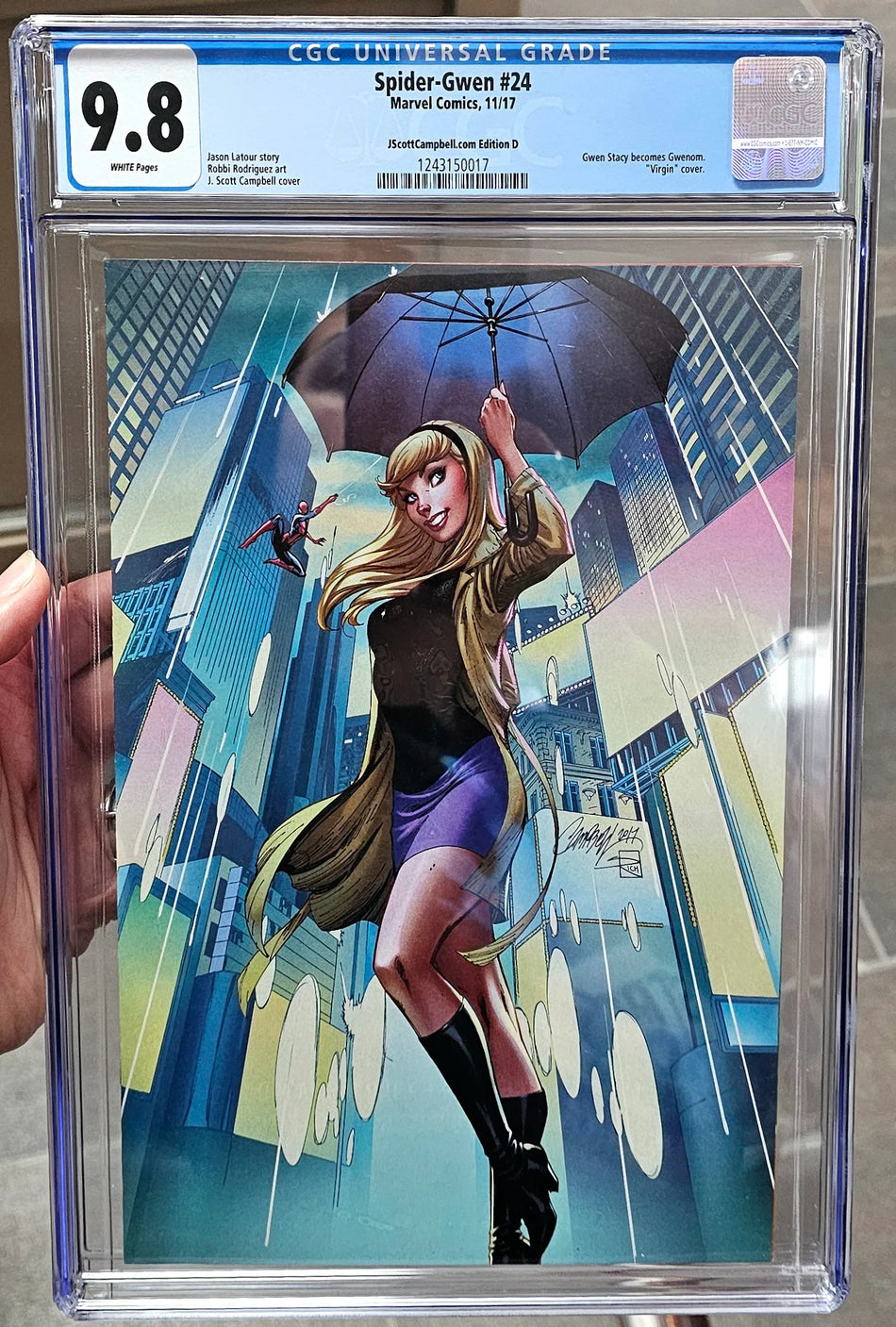 CGC 9.8 Spider-Gwen #24 JSC J Scott Campbell Exclusive Cover D 1st Appearance of Gwen Stacy as Gwenom