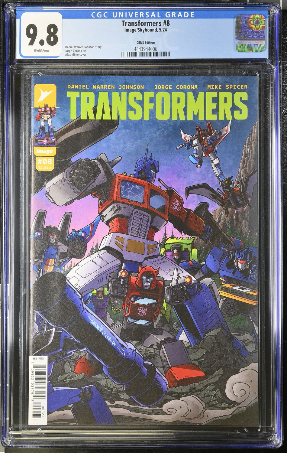 CGC 9.8 Transformers #8 Alex Milne Exclusive Limited to 750 - CGC # 4443944006