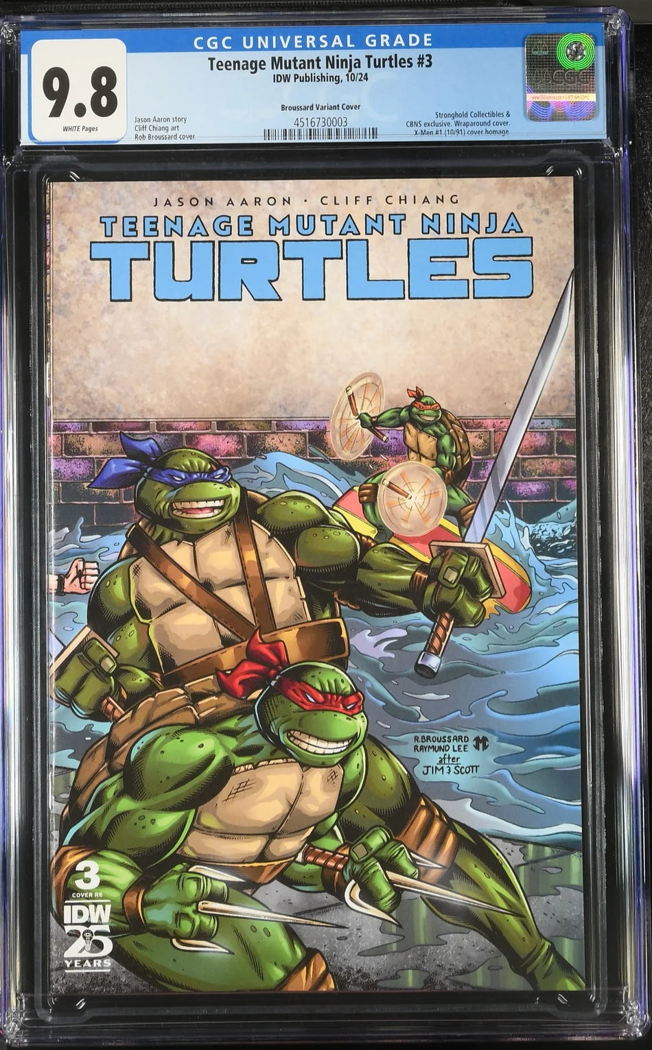 CGC 9.8 Teenage Mutant Ninja Turtles TMNT #3 ROB BROUSSARD Exclusive X-Men Lee Homage [Limited to 700]