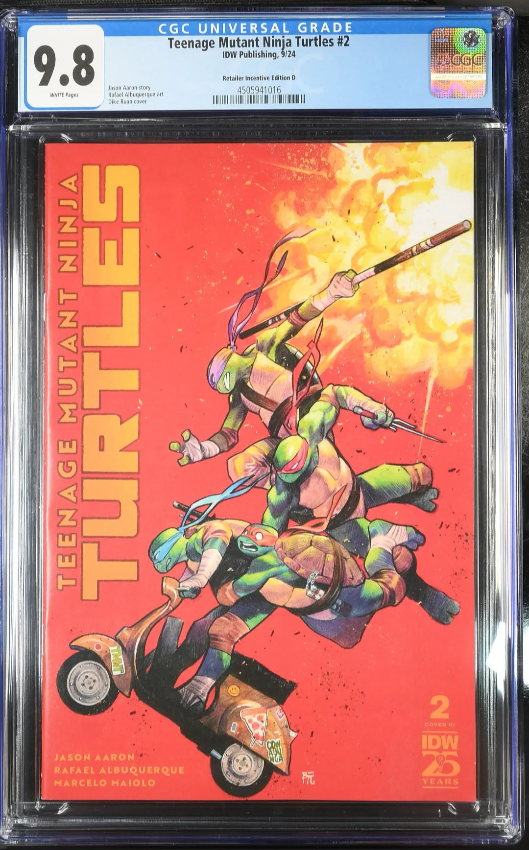 CGC 9.8 TMNT Teenage Mutant Ninja Turtles 2024 #2 1:100 Dike Ruan Variant Edition - CGC # 4505941016