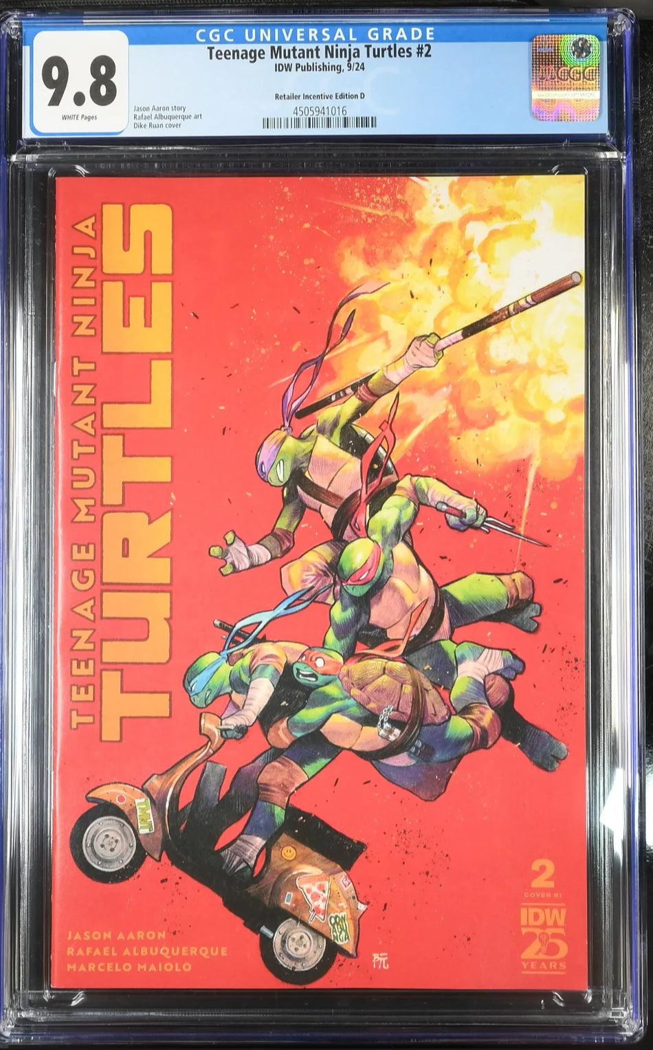 CGC 9.8 TMNT Teenage Mutant Ninja Turtles 2024 #2 1:100 Dike Ruan Variant Edition - CGC # 4505941016