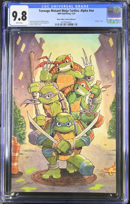 CGC 9.8 Teenage Mutant Ninja Turtles Alpha #1 Chrissie Zullo Virgin Variant LTD 500 - CGC #4479526007