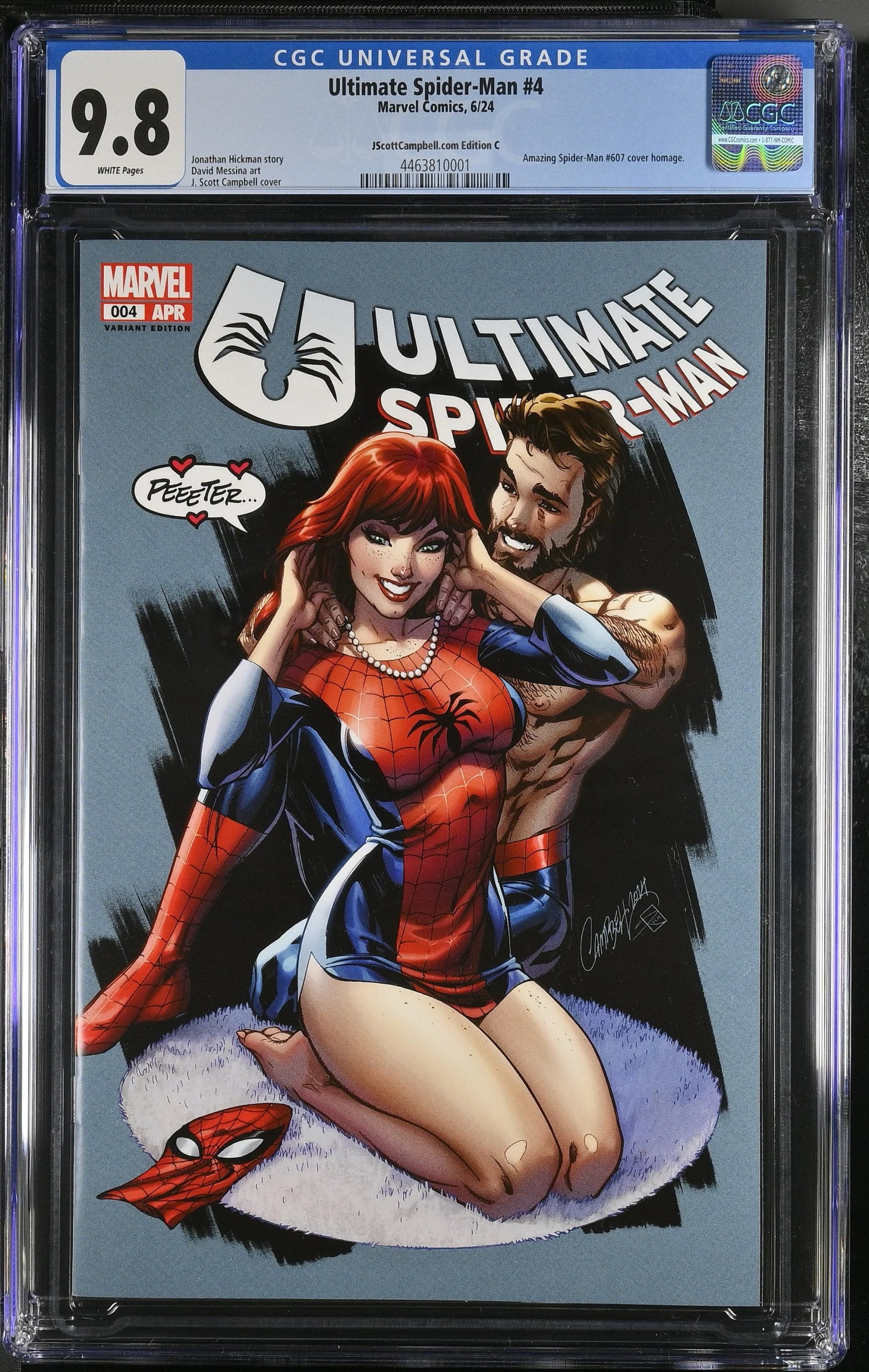 CGC 9.8 Ultimate Spider-Man #4 JSC J Scott Campbell Cover C Exclusive Amazing Spider-Man #607 Homage Cover - CGC #4463810001