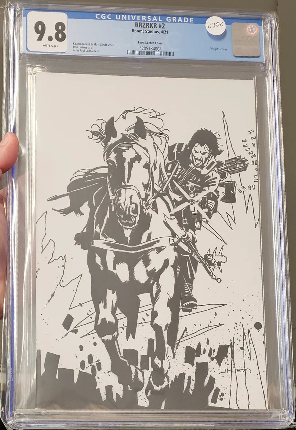 BRZRKR #2 CGC 9.8 John Paul Leon 1:250 Ratio Sketch Virgin Variant - CGC 9.8 # 4205184004