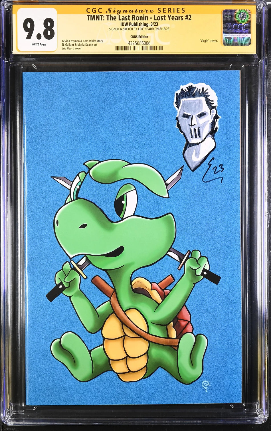 TMNT Last Ronin the Lost Years #2 SIGNED & REMARQUED Leonardo baby Virgin Negative Eric Heard Variant [Limited Edition 777] Store Exclusive CGC 9.8 - CGC 9.8 # 4325686006