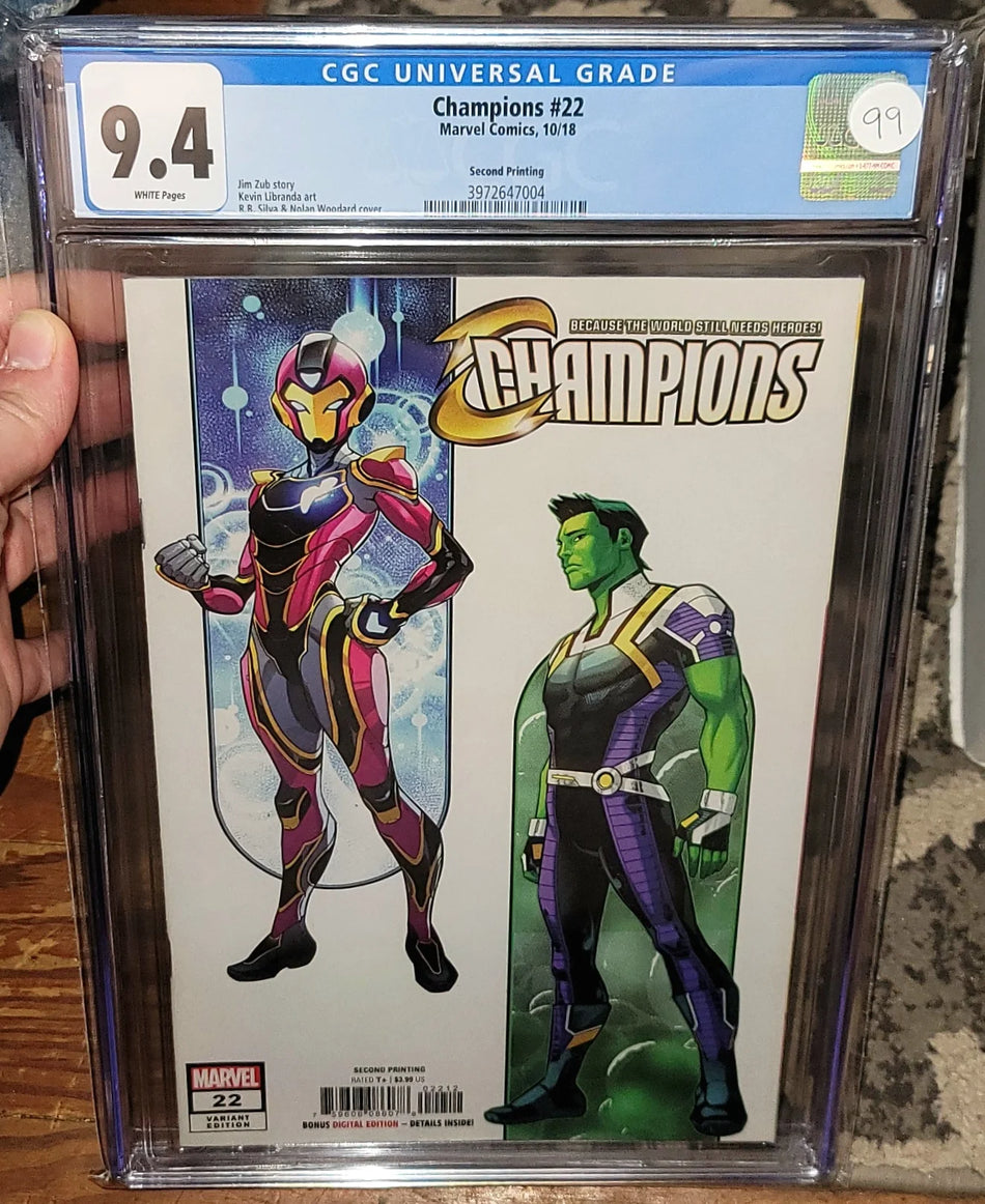 Champions #22 2nd Print CGC 9.4 Debut New Iron Heart Armor & Amadeus Cho becomes Braun - CGC 9.4 #3972647004