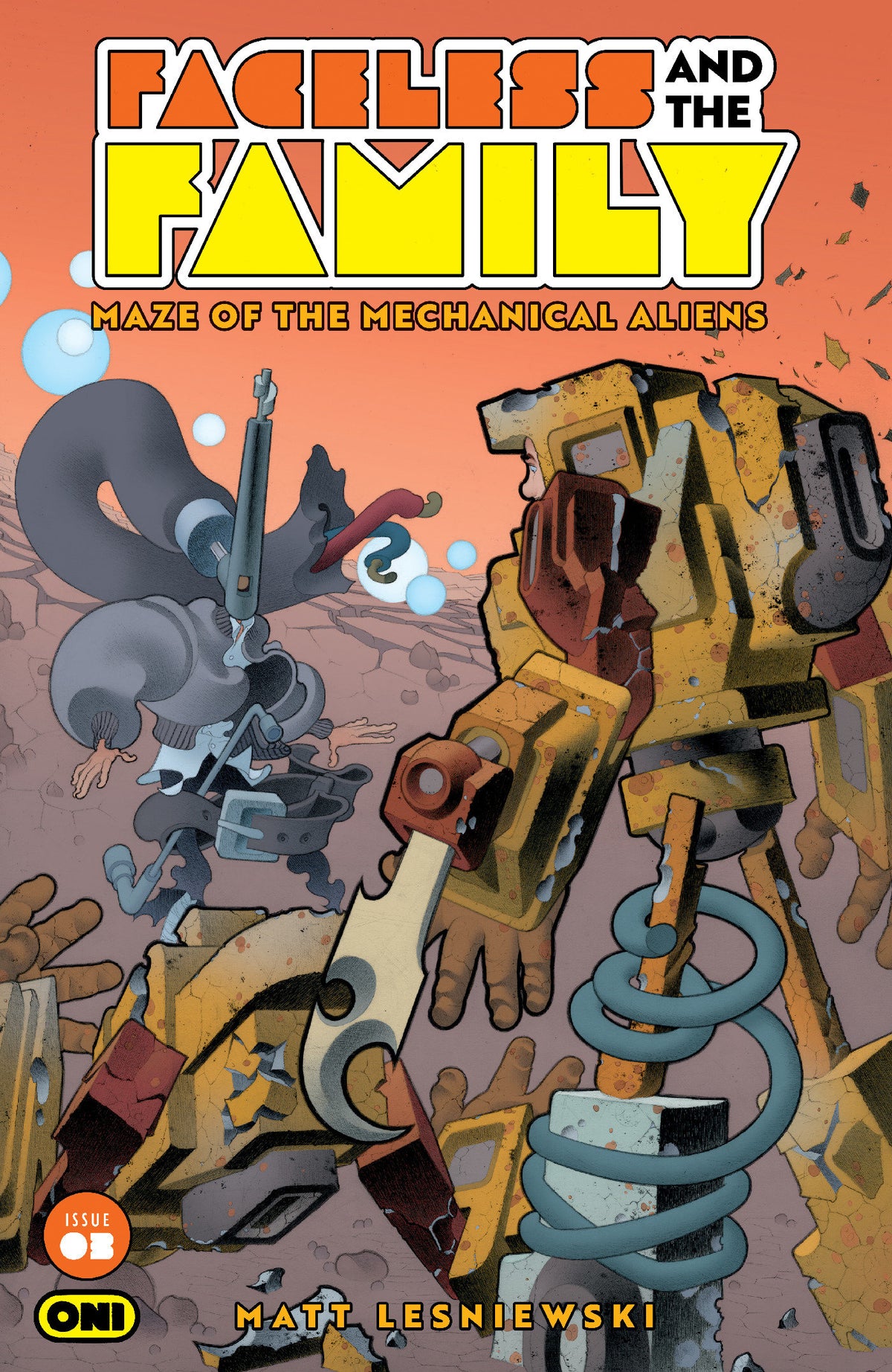 FACELESS AND THE FAMILY MAZE OF THE MECHANICAL ALIENS #3 CVR A MATT LESNIEWSKI