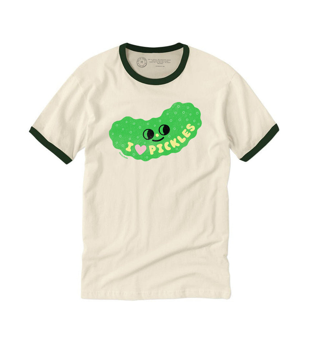 SUZY ULTMAN I HEART PICKLES UNISEX RINGER T-SHIRT MEDIUM
