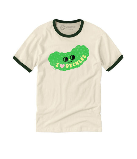 SUZY ULTMAN I HEART PICKLES UNISEX RINGER T-SHIRT MEDIUM