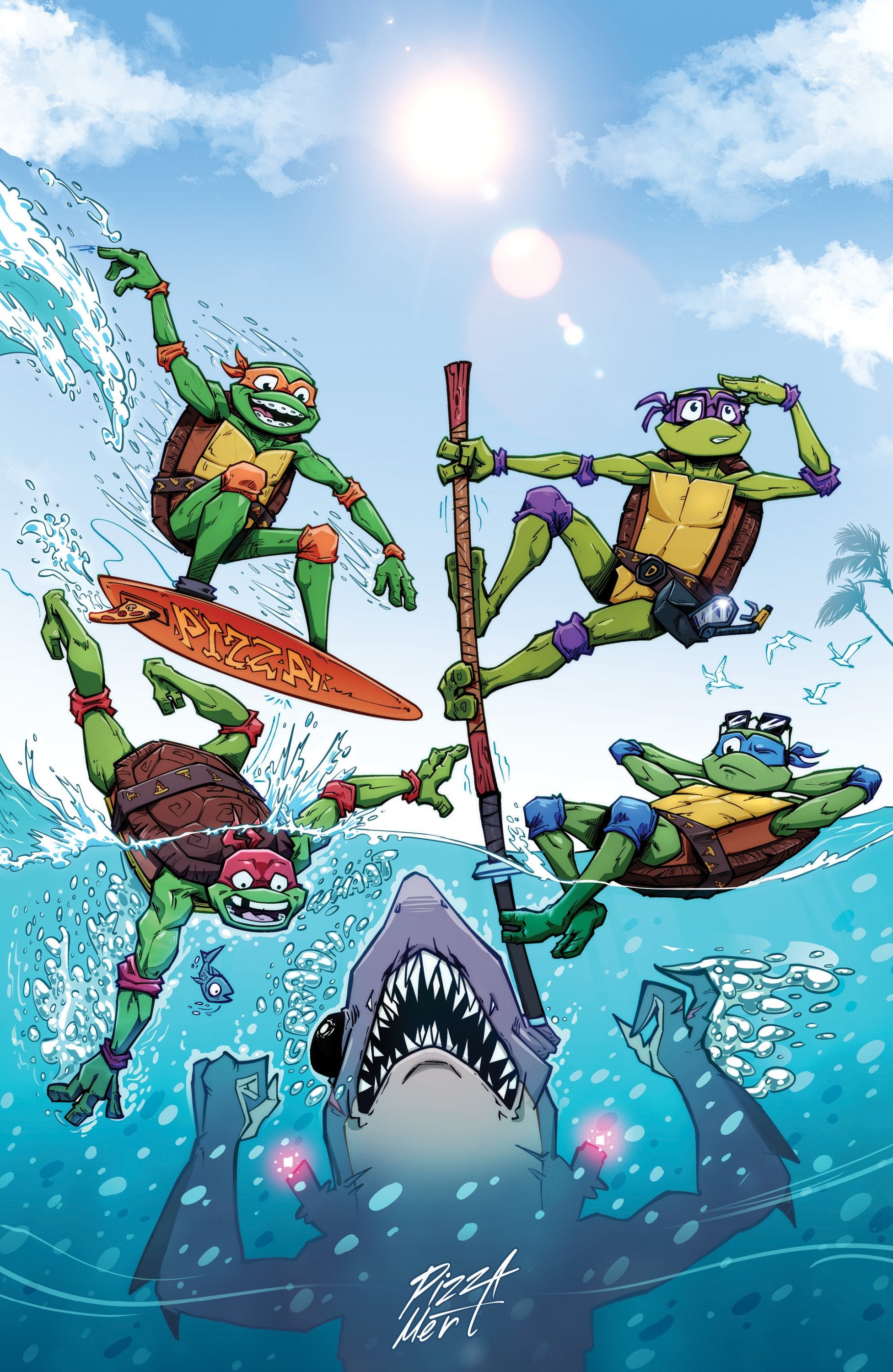 TALES OF THE TEENAGE MUTANT NINJA TURTLES COASTAL CHAOS #1 VAR RI 25 PIZZA MERT FULL ART CVR E 1:25 INCV