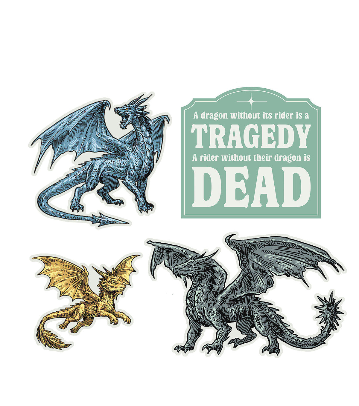 REBECCA YARROSS FOURTH WING DRAGONS OF NAVARRE STICKERS - STICKER SET OF 4