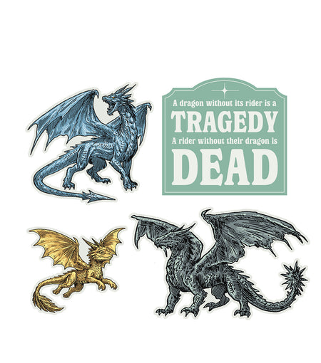 REBECCA YARROSS FOURTH WING DRAGONS OF NAVARRE STICKERS - STICKER SET OF 4
