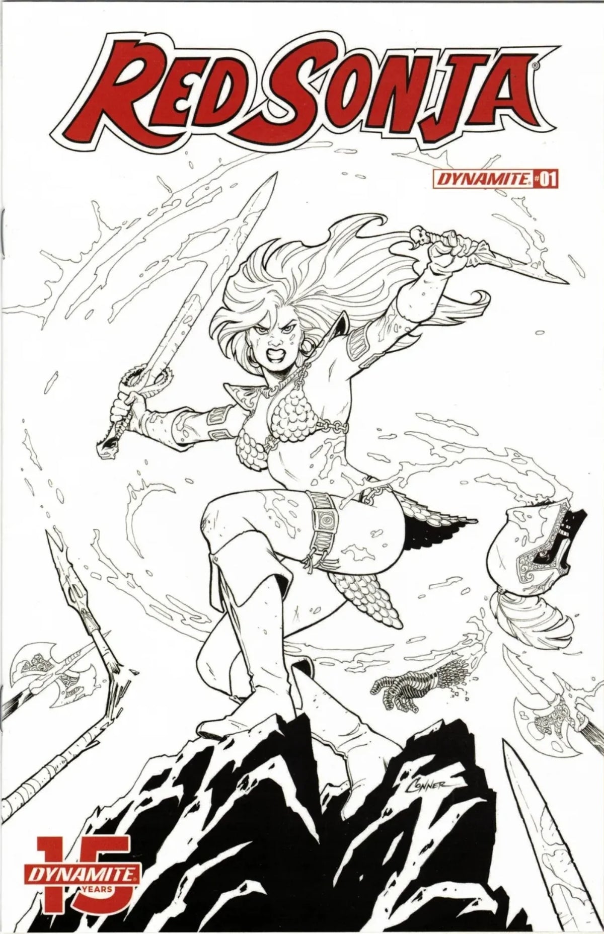 Red Sonja 2019 #1 Conner Black & White 1:20 Ratio Variant