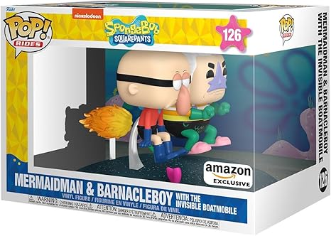 Funko POP Rides Deluxe Spongebob Squarepants - Mermaid Man & Barnacle Boy with Invisible Car