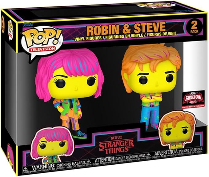 Funko Pop! TV: Stranger Things Robin & Steve Black Light Vinyl Figures - 2 Pack 2024 Target Con Excluisve