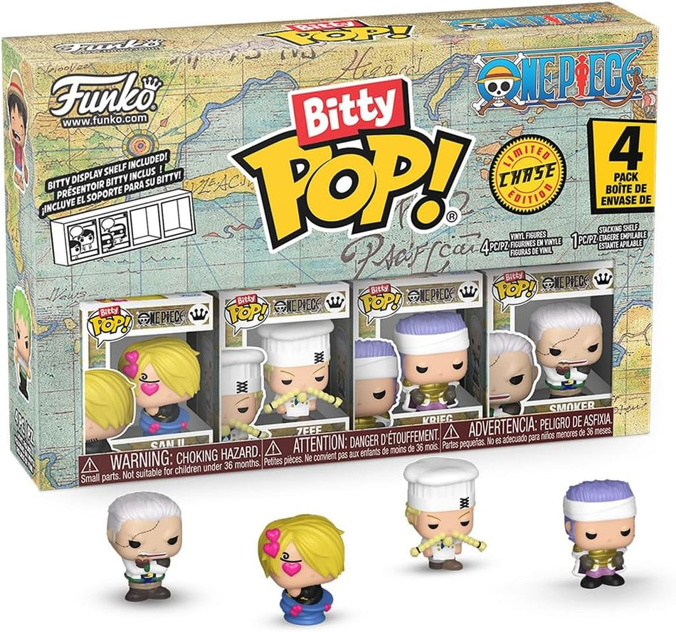 Funko Bitty Pop! One Piece - Sanji, Zeff, Kreig, and A Surprise Mystery Mini Figure - 0.9 Inch