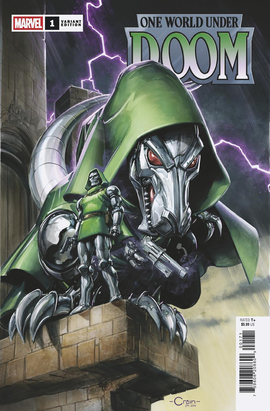 Stock Photo of One World Under Doom #1 Clayton Crain Doomasaur Variant Marvel Comics Comics sold by Stronghold Collectibles of Acadiana Lafayette, LA